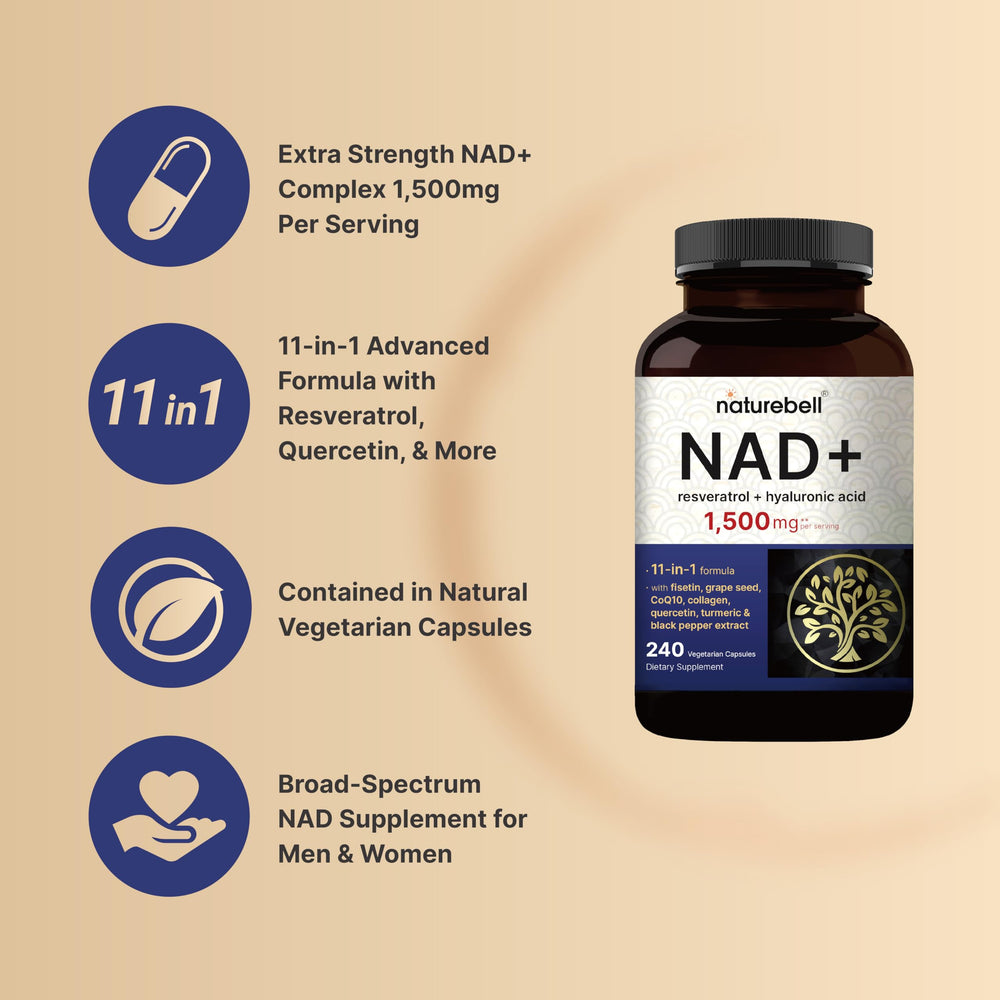 NatureBell NAD+ Complex capsules ready for convenient daily use.