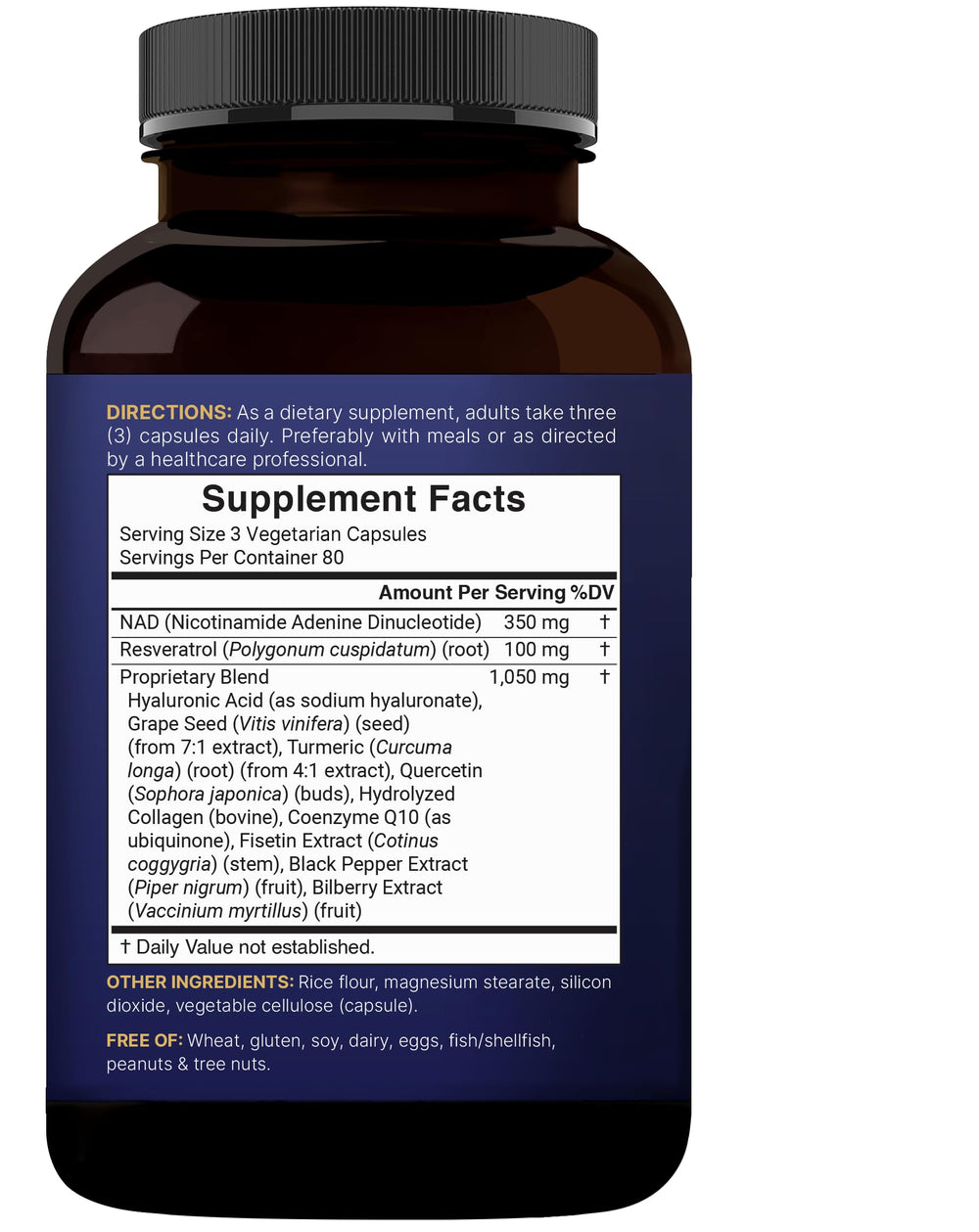 NatureBell NAD+ Complex bottle highlights a broad nutrient profile.