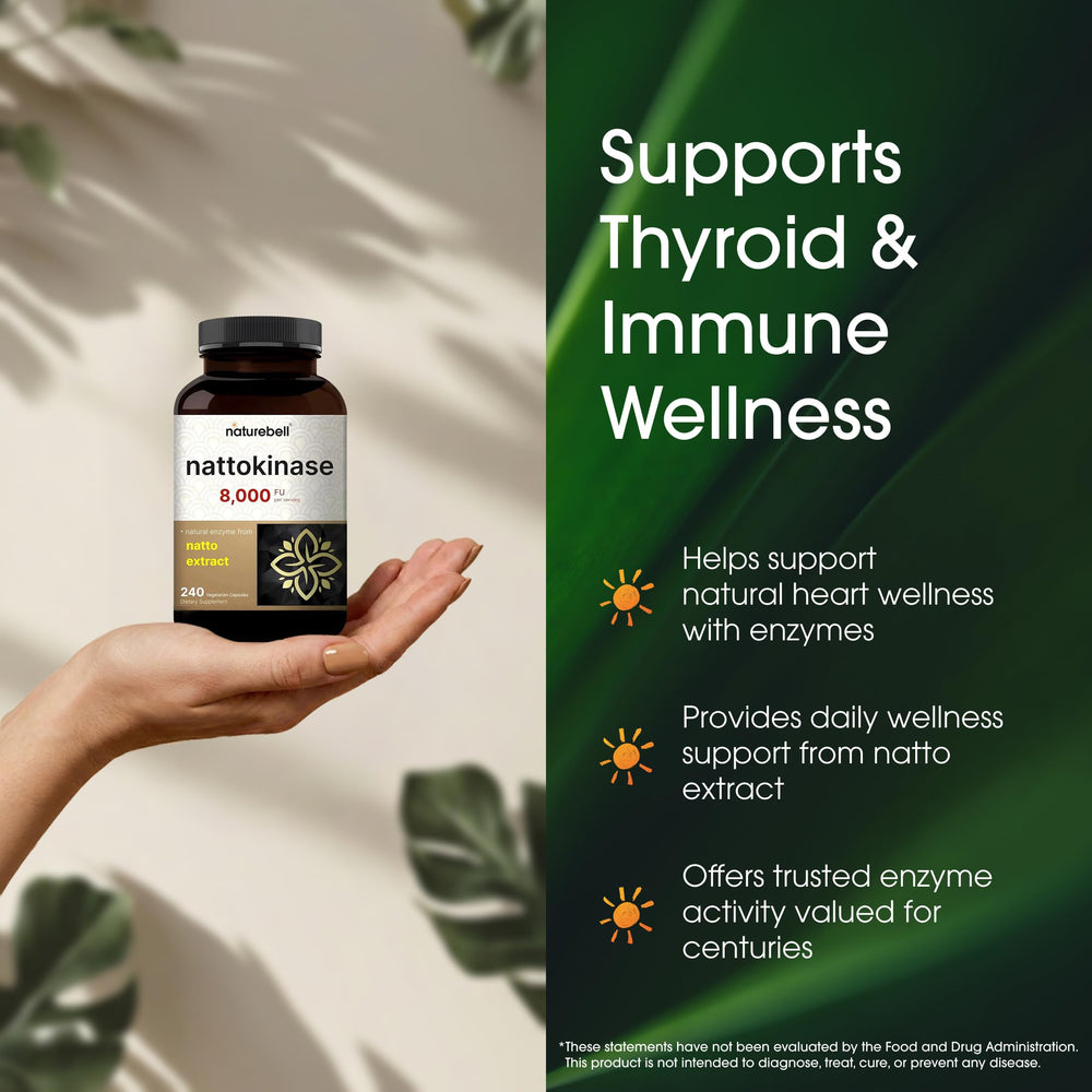 NatureBell Nattokinase traditional plant-based source highlighted by natto imagery