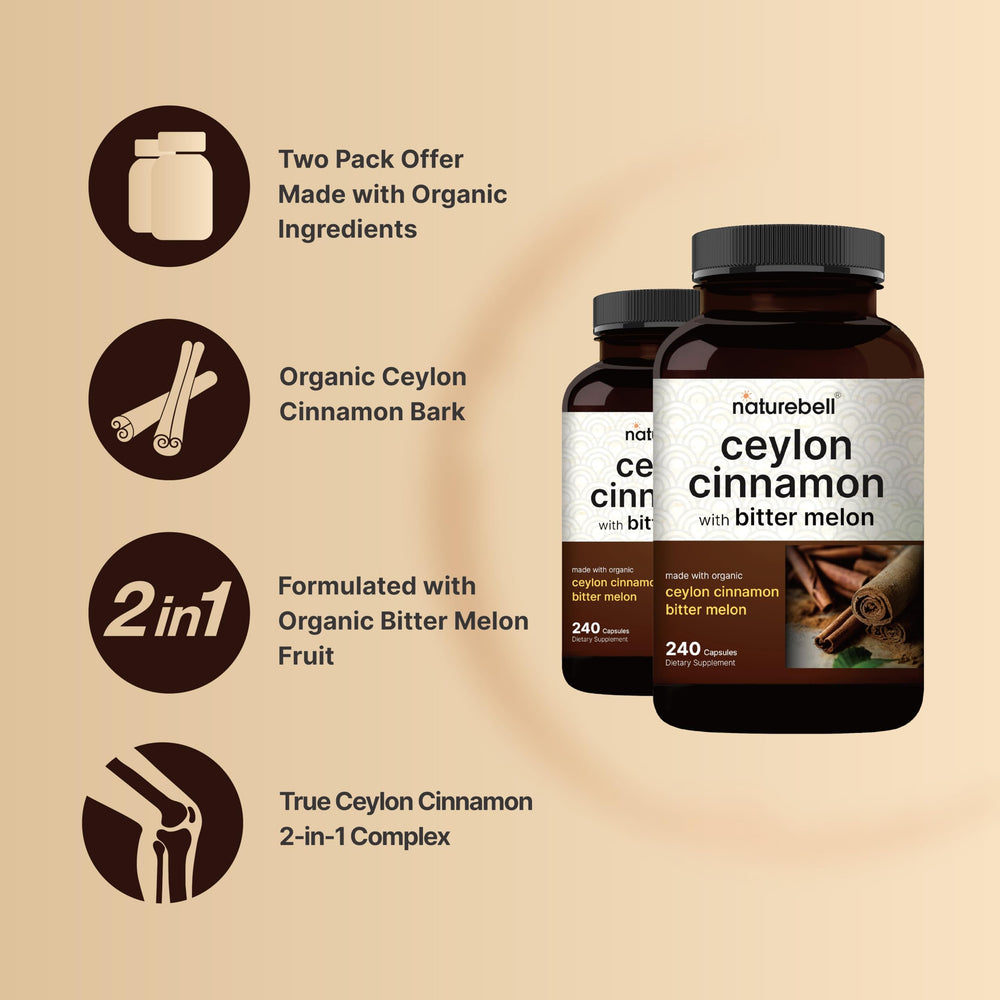 NatureBell organic cinnamon verum bark detail, true Sri Lankan cinnamon.