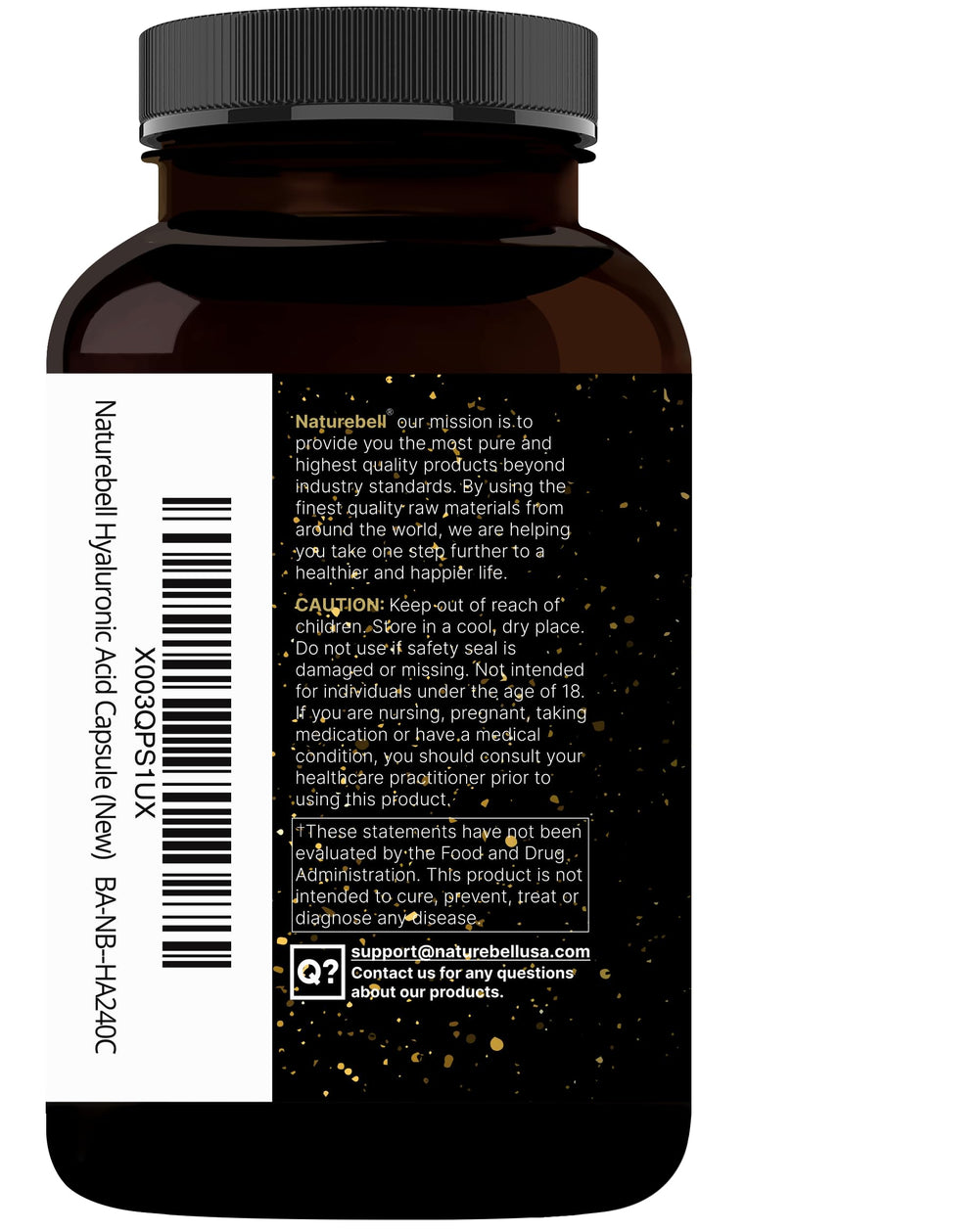 NatureBell packaging insert and bottle layout with usage guidance and benefits.