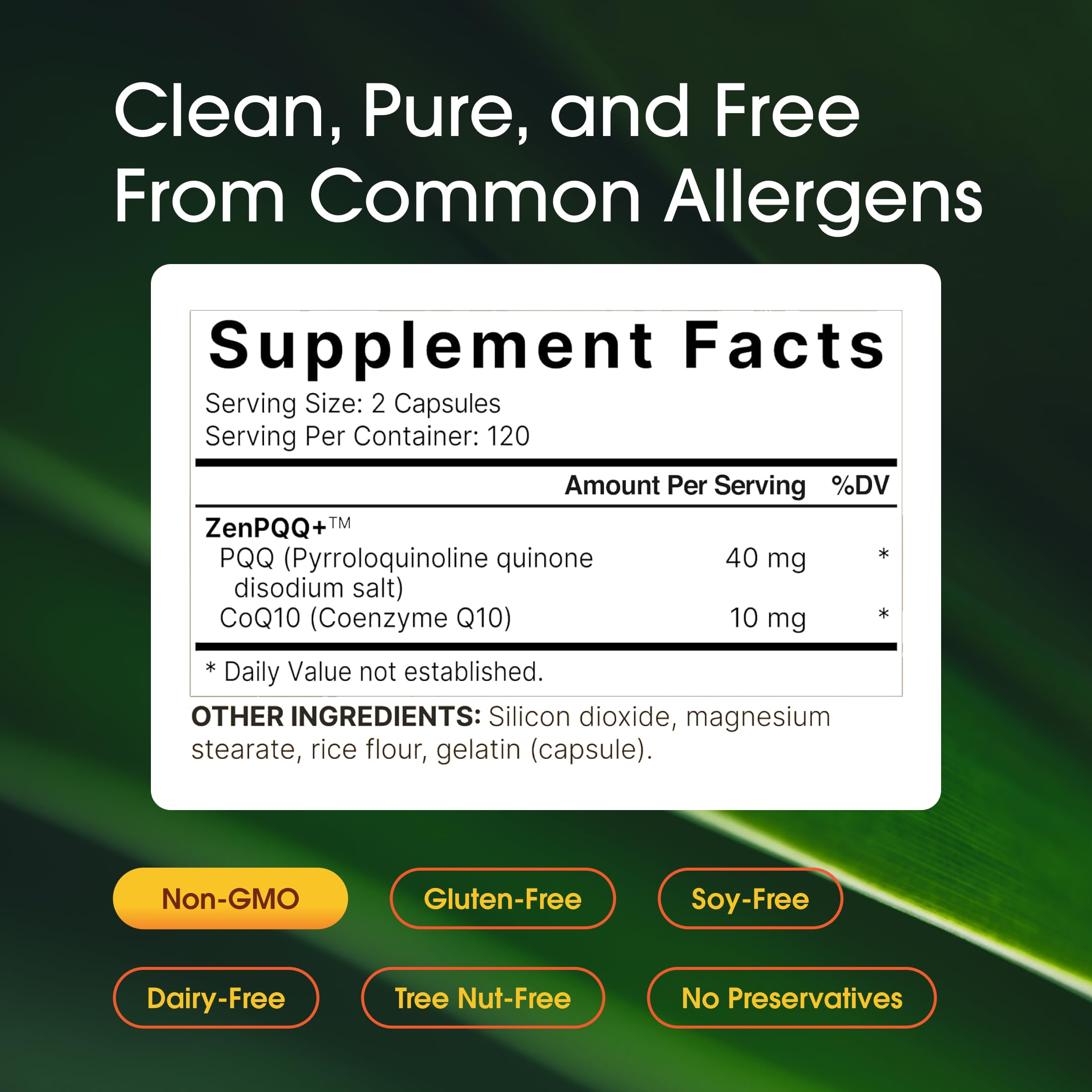 NatureBell PQQ with CoQ10 label shows active ingredients for daily use.