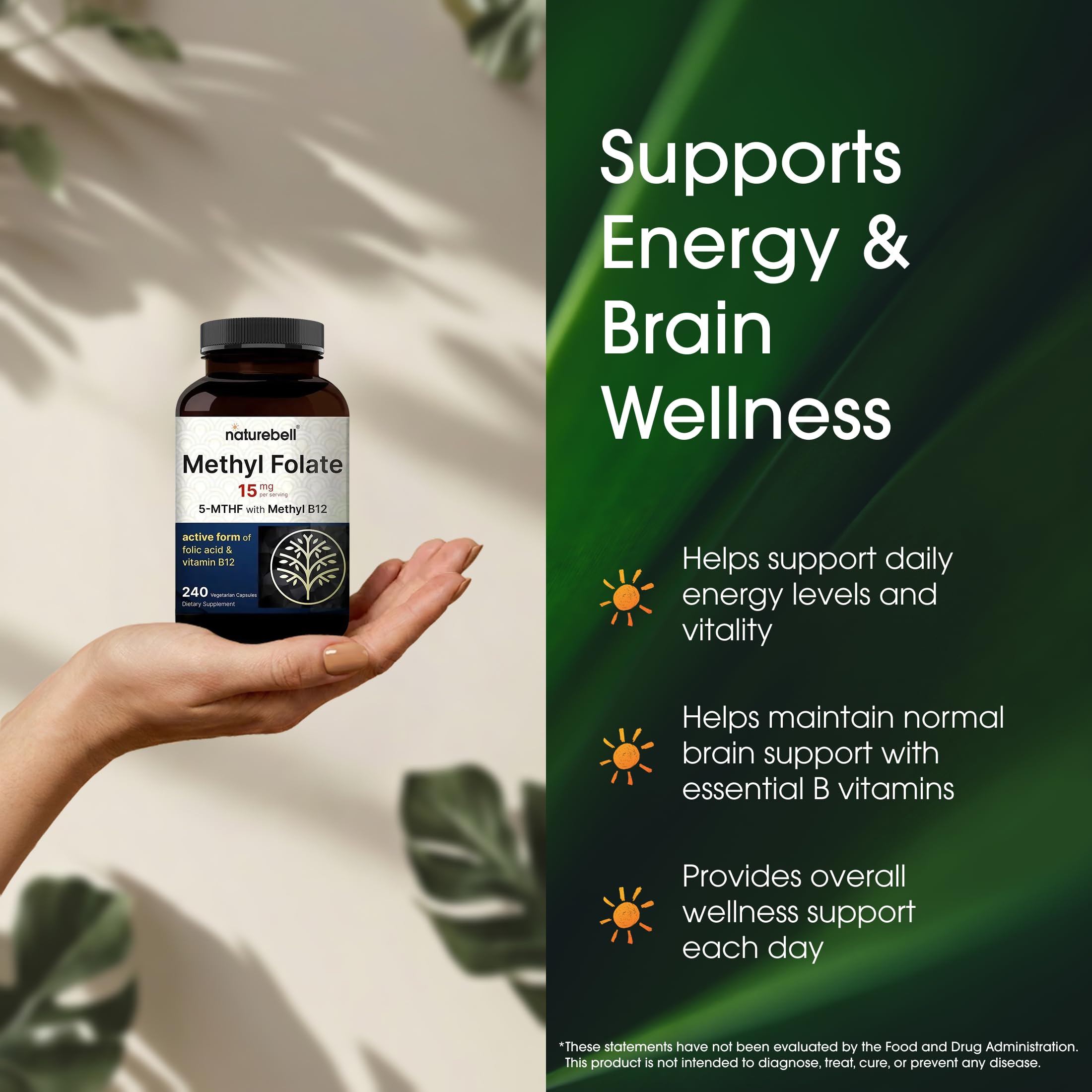 NatureBell prenatal-support capsules bottle with label suggesting daily prenatal health support.