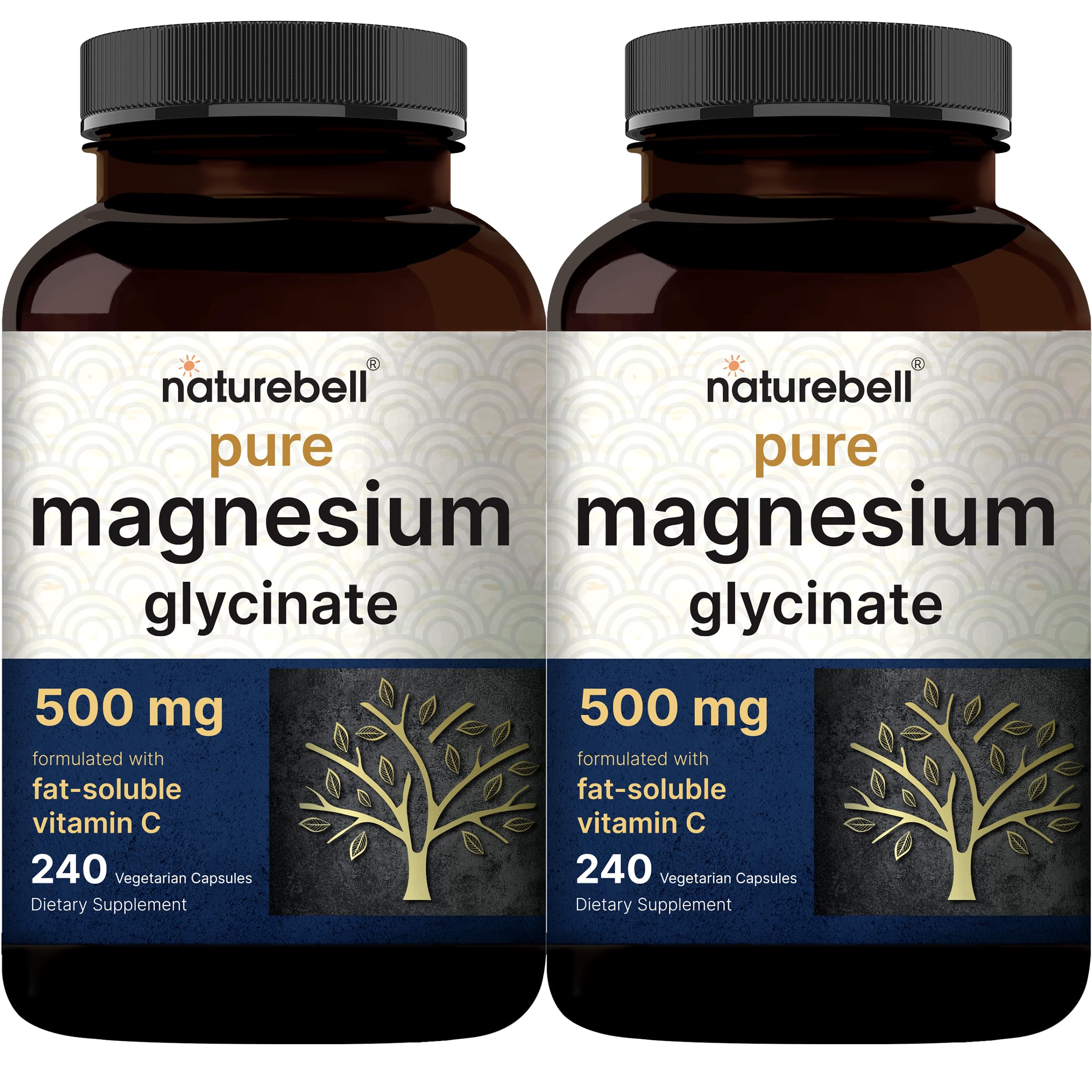 NatureBell magnesium glycinate bottle with clear label supports easy daily supplementation.