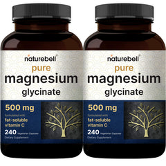 NatureBell magnesium glycinate bottle with clear label supports easy daily supplementation.