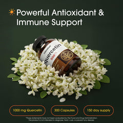 NatureBell Quercetin capsules closeup emphasizing high-potency supplement use.