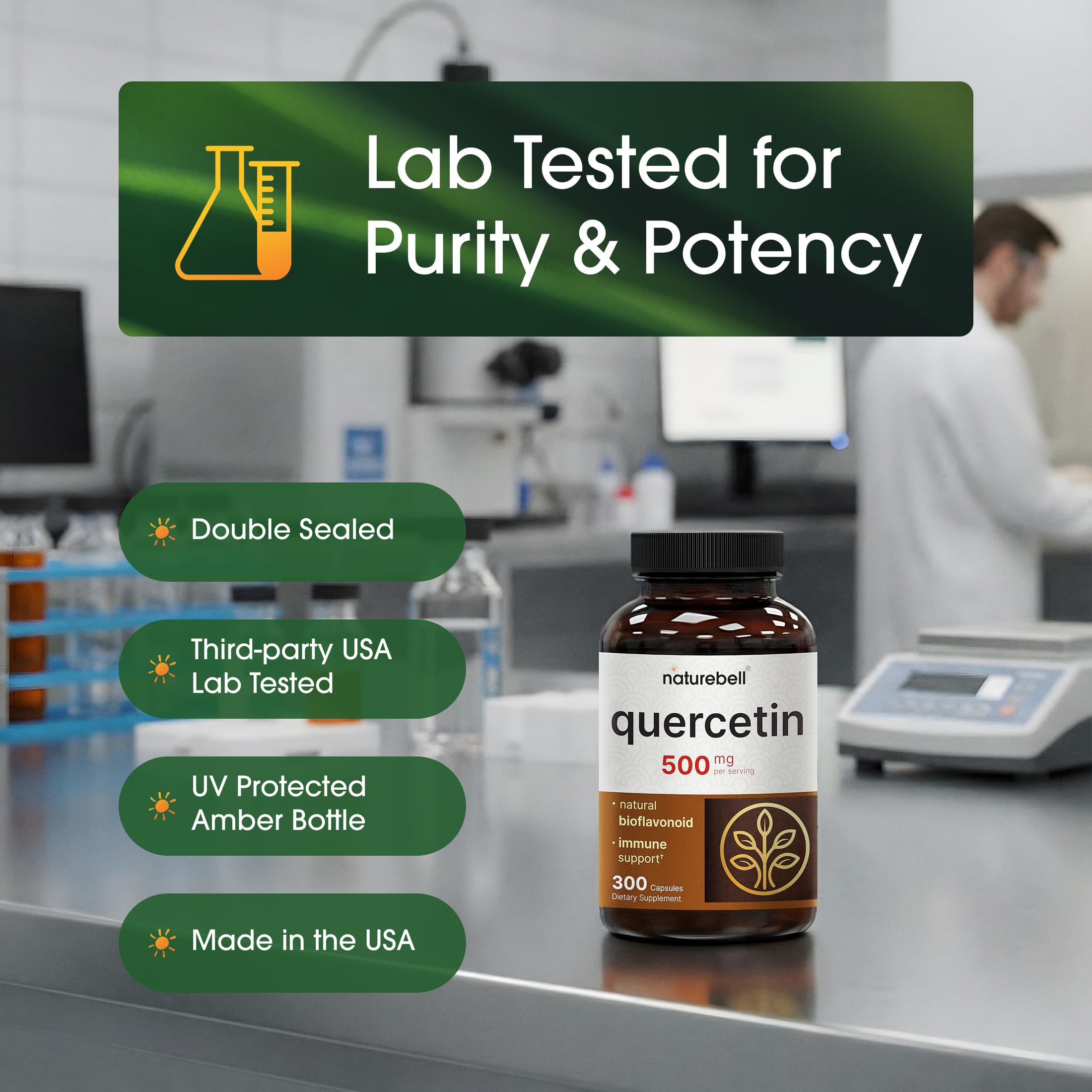 NatureBell Quercetin from Sophora japonica source illustrating bioavailable quercetin.