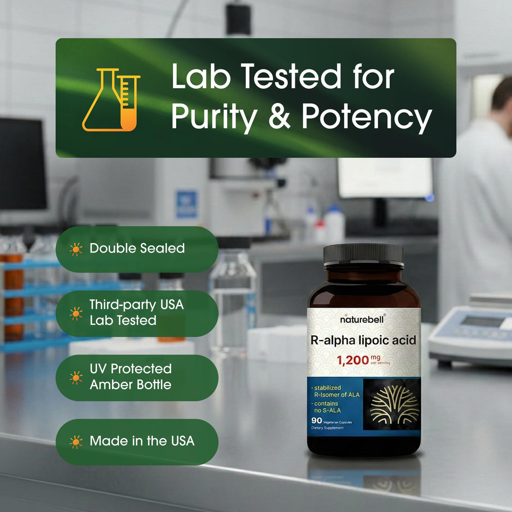 NatureBell R-Alpha Lipoic Acid ingredients panel shows high-quality components.