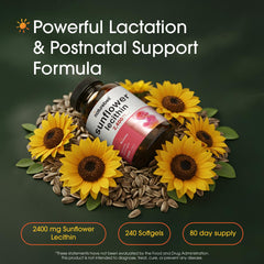 NatureBell Sunflower Lecithin softgels closeup highlights clean, soy-free ingredients.