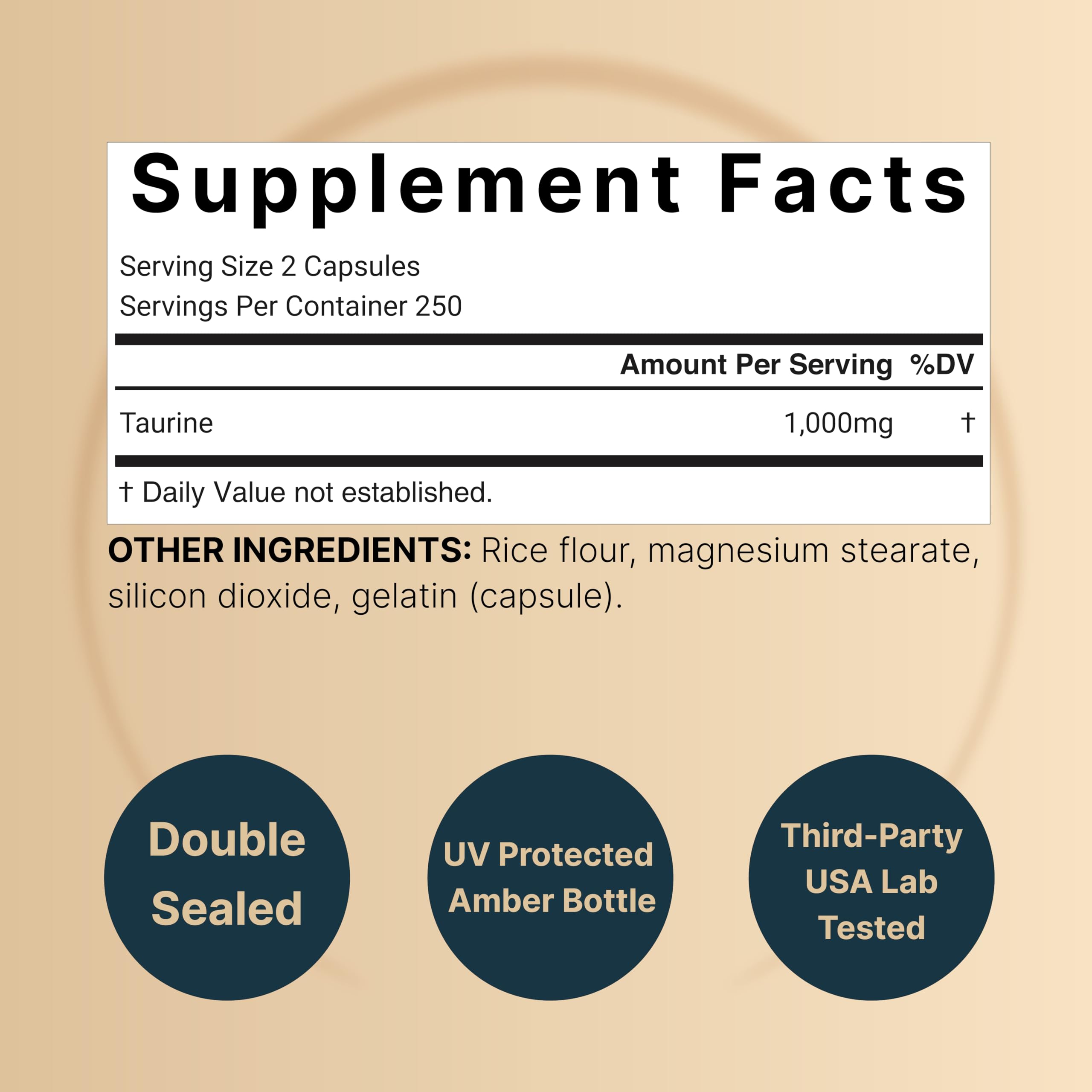 NatureBell Taurine bulk 500 capsules for extended use