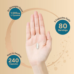 NatureBell L-Tyrosine bottle detail with ingredients and third-party testing.