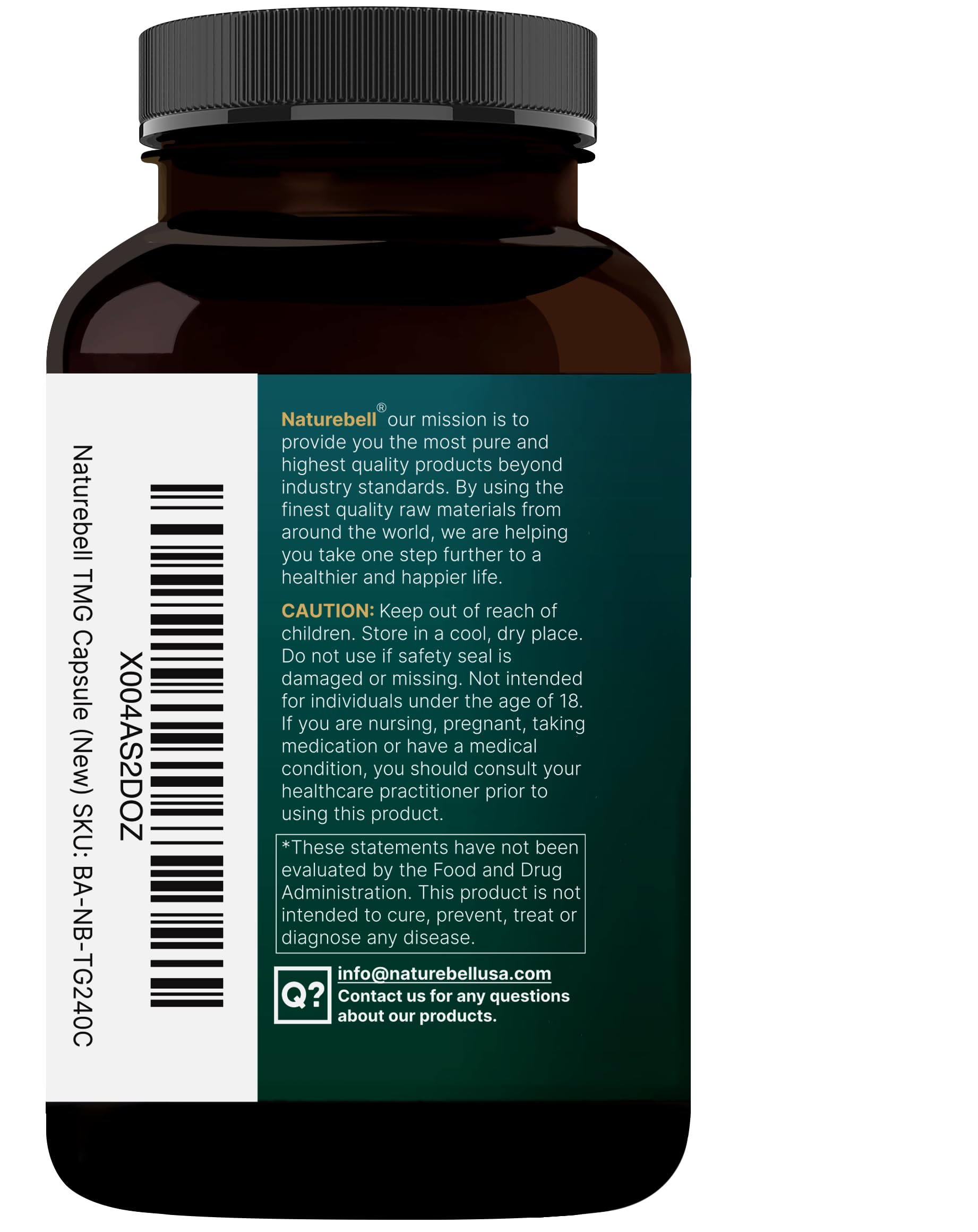 Spread of NatureBell TMG capsules on a table for quick viewing.