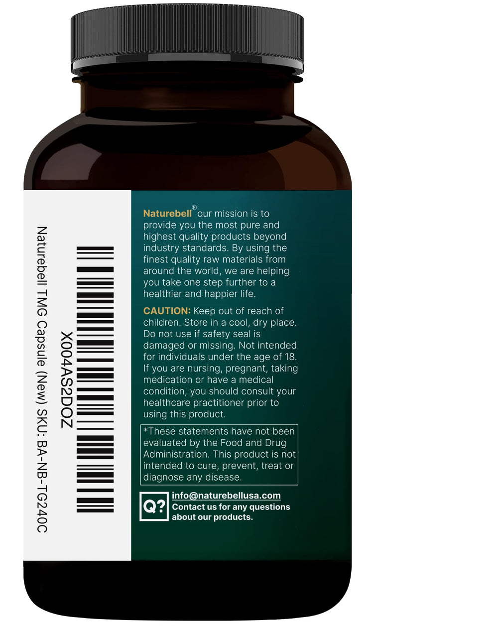 Spread of NatureBell TMG capsules on a table for quick viewing.