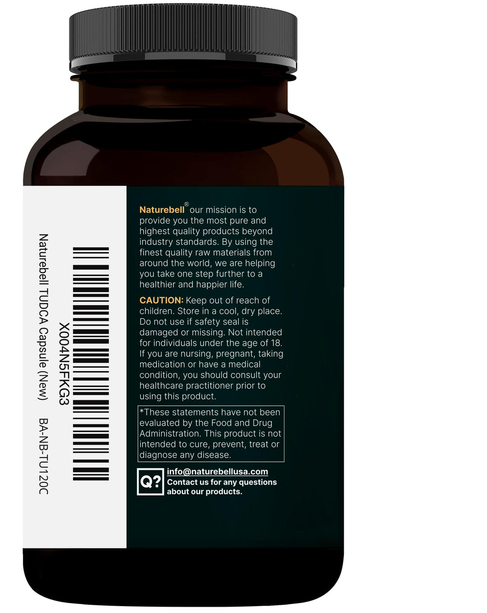 NatureBell TUDCA packaging box emphasizes quality and third-party testing