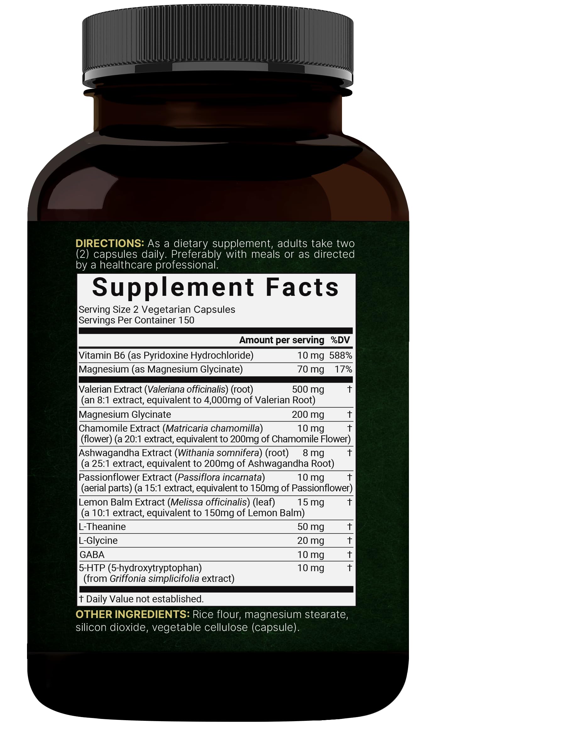 NatureBell Valerian Root GABA, L-Theanine, and 5-HTP components
