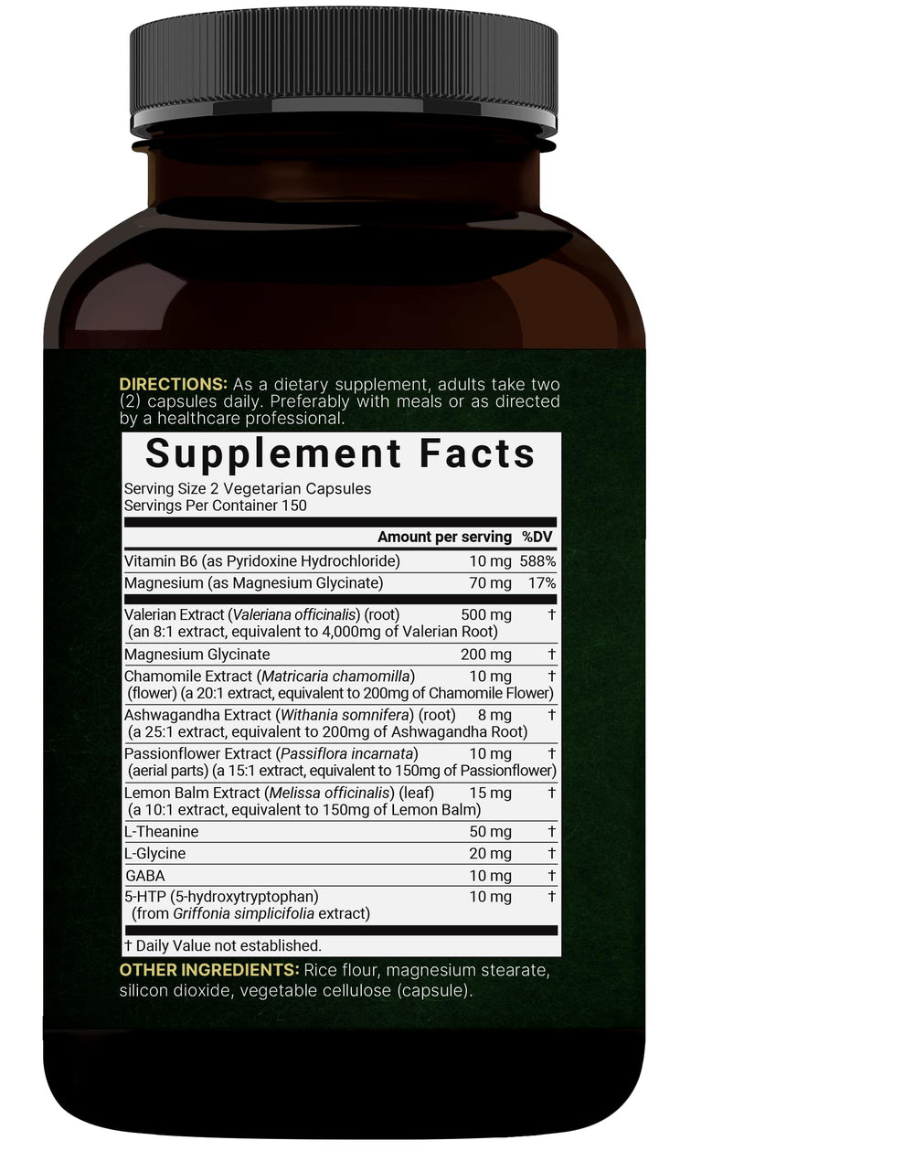NatureBell Valerian Root GABA, L-Theanine, and 5-HTP components