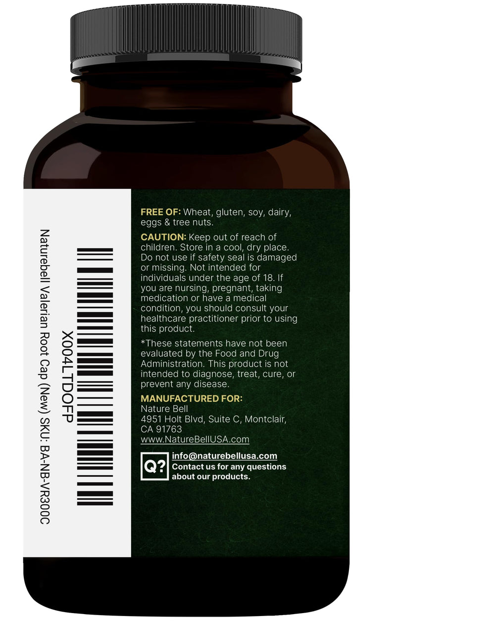 NatureBell Valerian Root third-party testing seal emphasizes safety and potency
