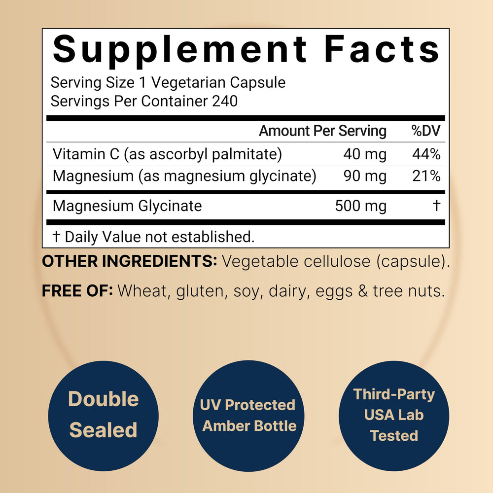 NatureBell magnesium glycinate veggie capsules showing vegan-friendly format