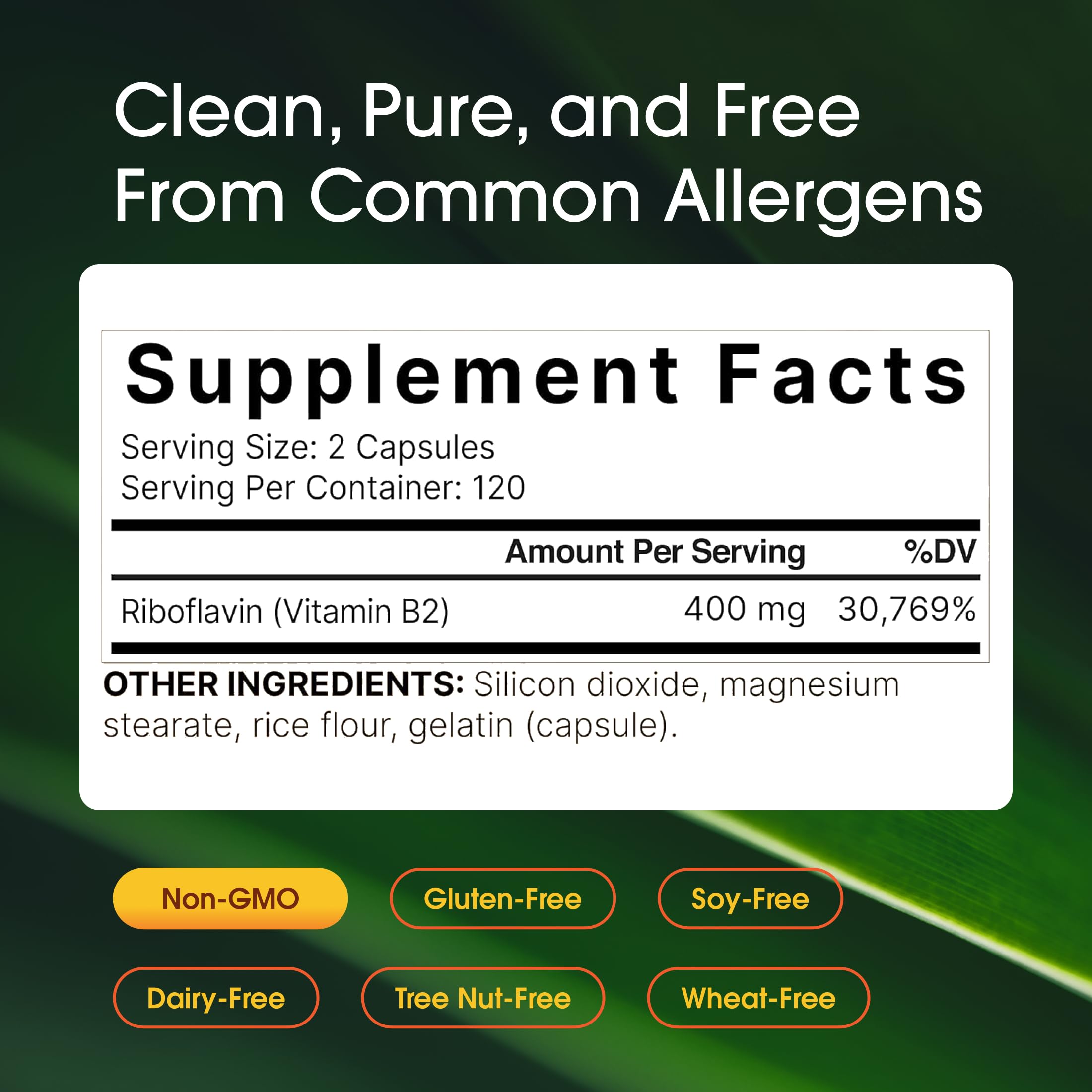 NatureBell Vitamin B2 400mg capsules inside bottle highlighted for easy absorption.