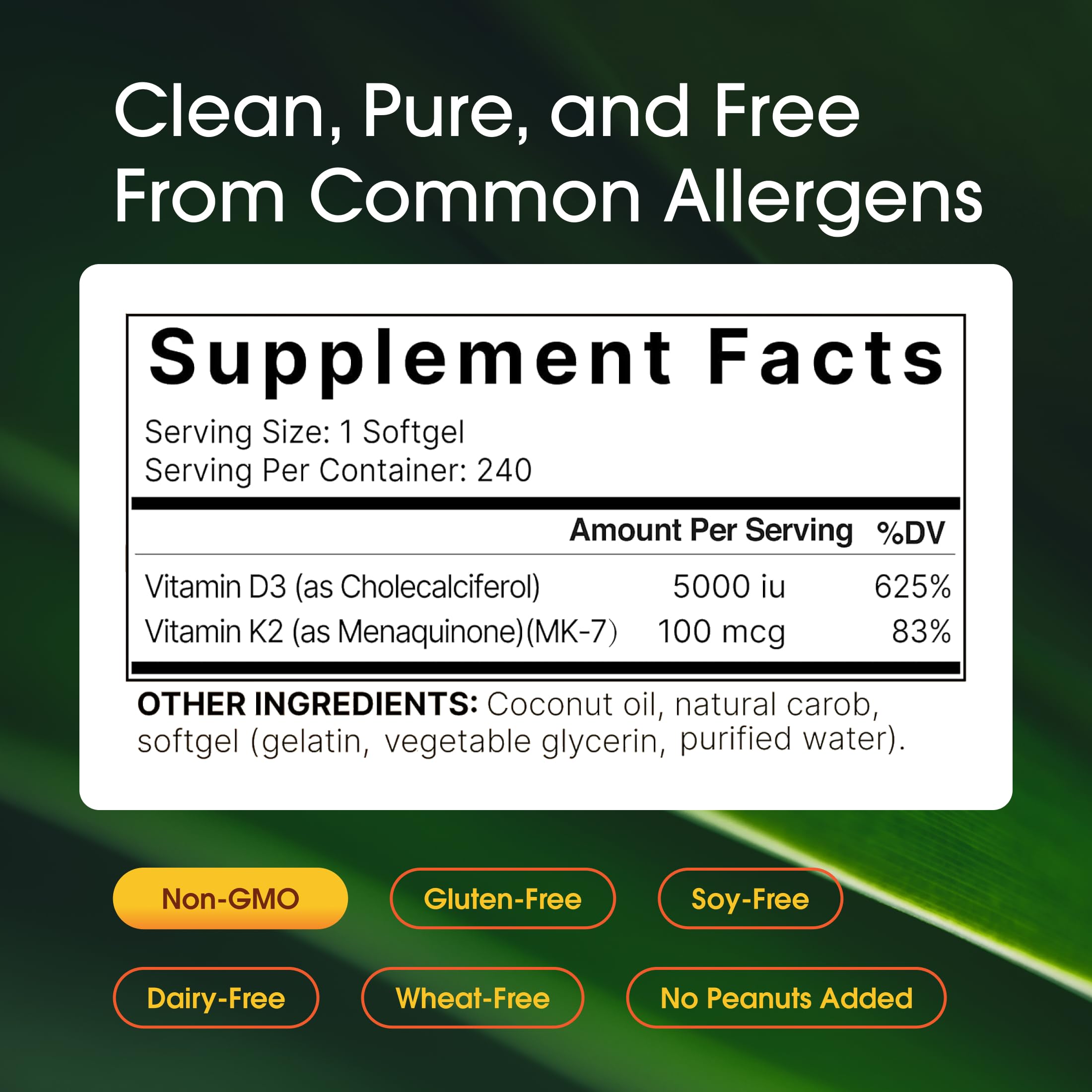 NatureBell Vitamin D3 K2 softgels closeup of rich D3 and K2 blend