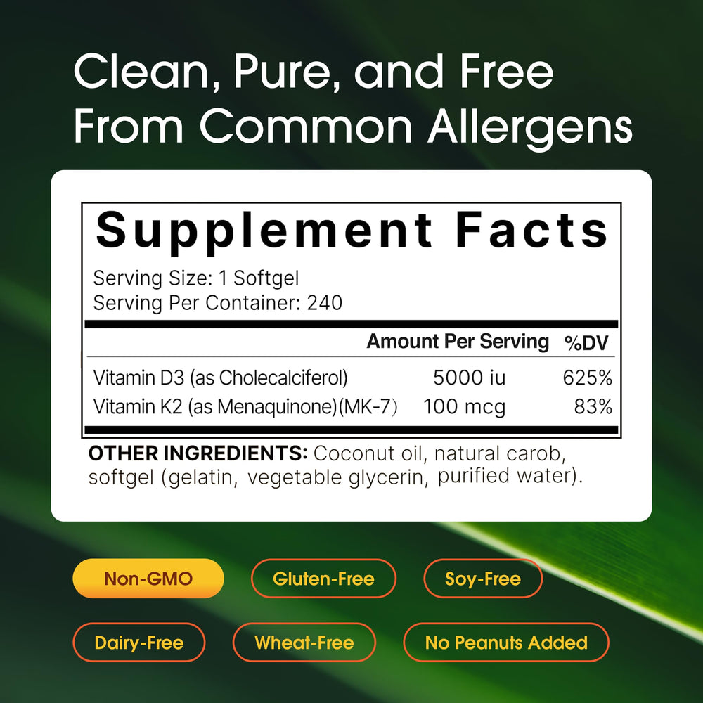 NatureBell Vitamin D3 K2 softgels closeup of rich D3 and K2 blend