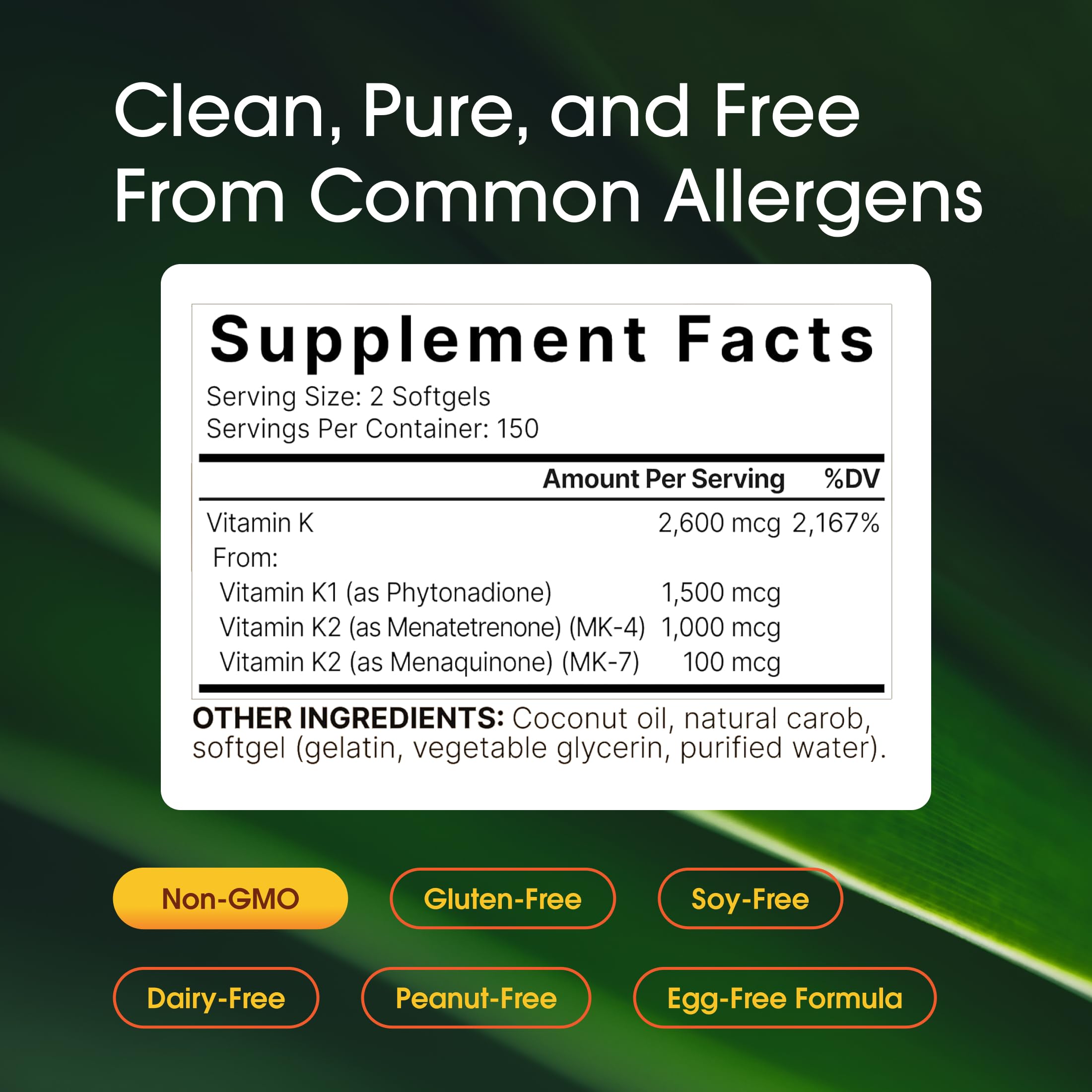 NatureBell Vitamin K Complex bottle label detail shows K1 and K2 MK-4 MK-7 content
