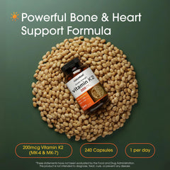 NatureBell Vitamin K2-240 label closeup emphasizing quality and testing.