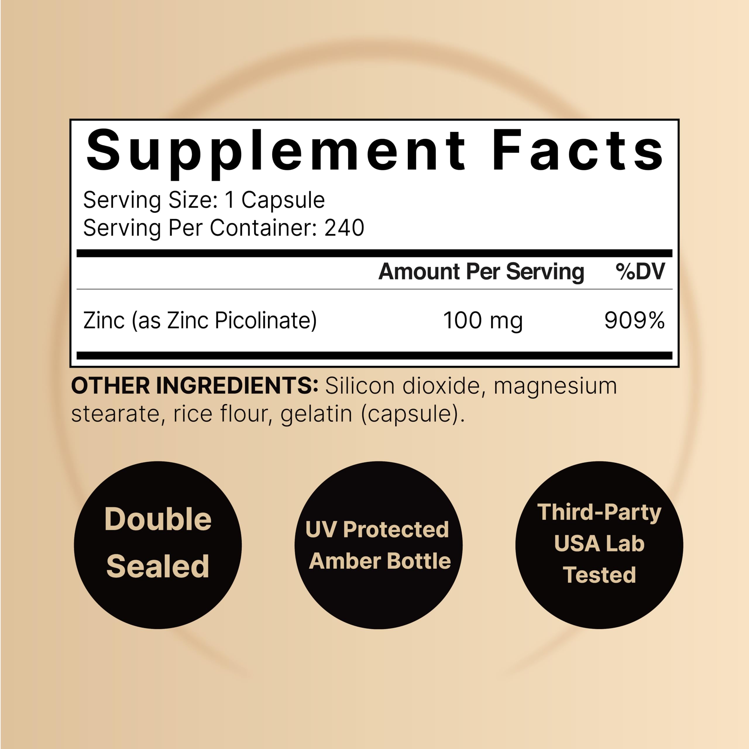 NatureBell zinc picolinate capsules close-up for convenient daily supplementation
