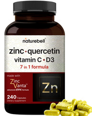 NatureBell Zinc Quercetin bottle front view suggests daily immune support.