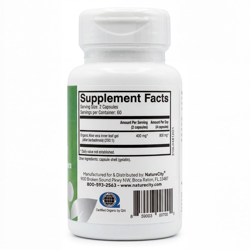 NatureCity TrueAloe capsules-closeup reveals single-ingredient formula for clean supplementation.