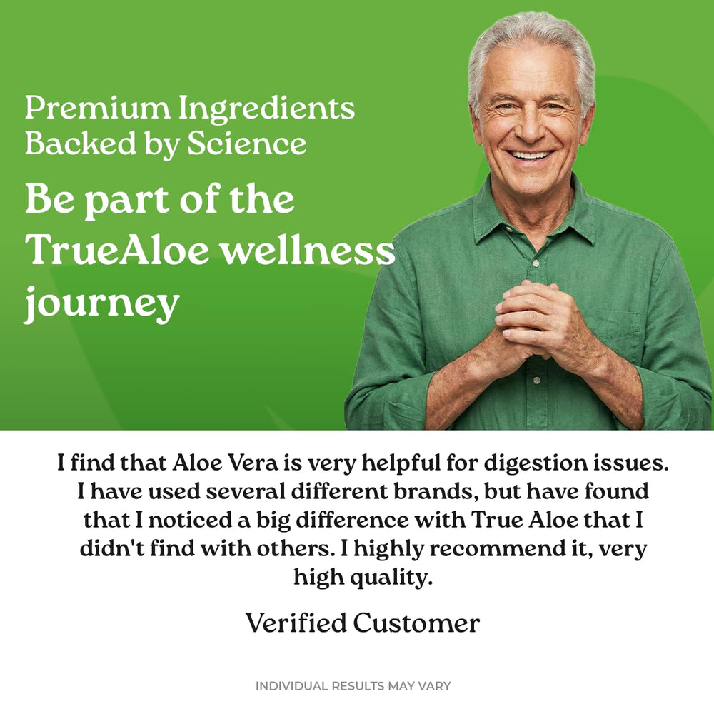 NatureCity TrueAloe label-detail highlights purity and IASC-certified quality.