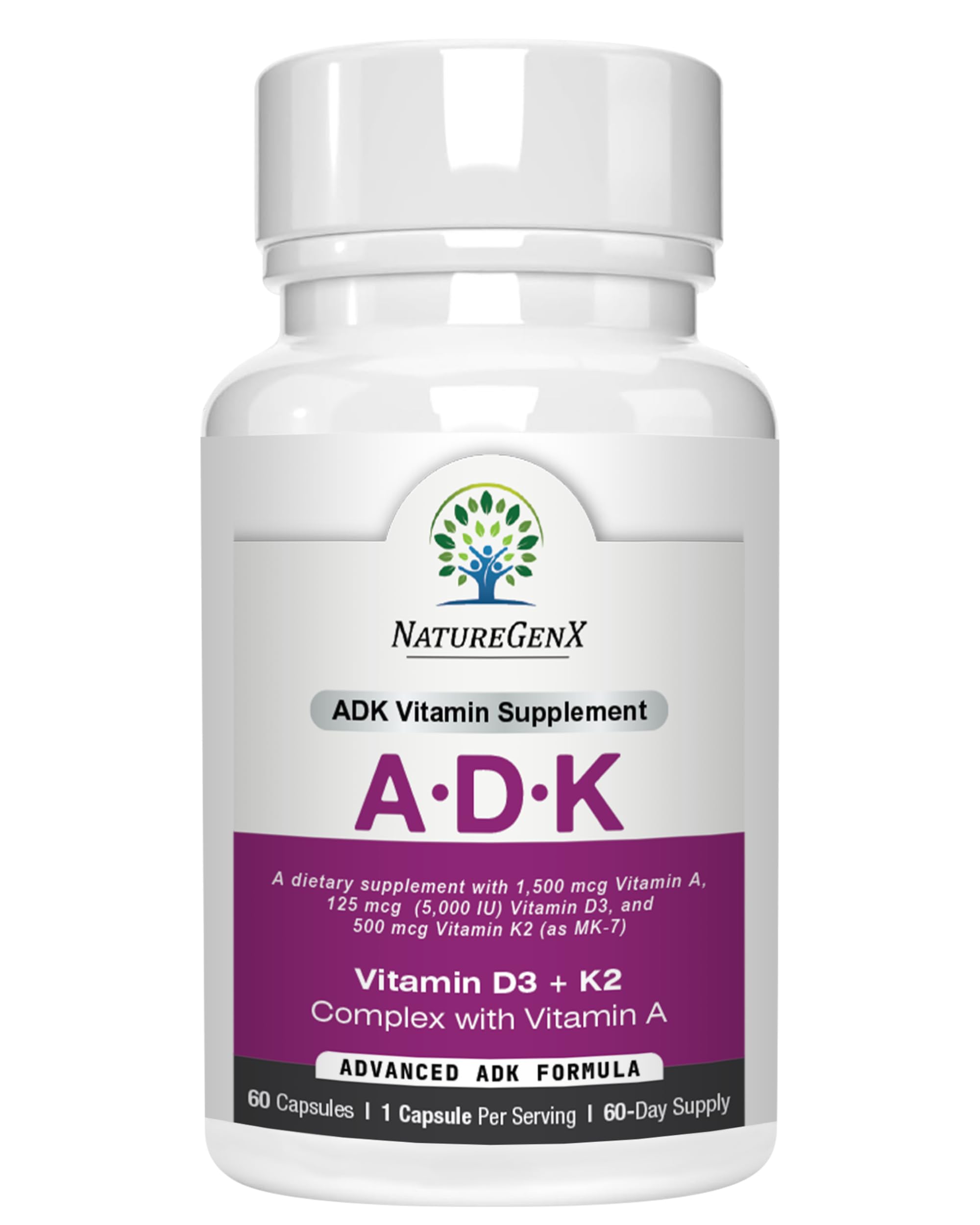 NatureGenX ADK bottle front view highlighting bone health support.