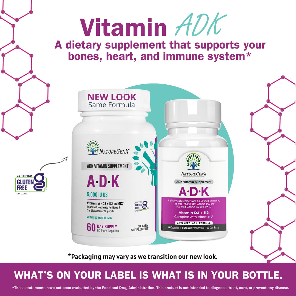 NatureGenX ADK gluten-free label signals clean ingredient choices.