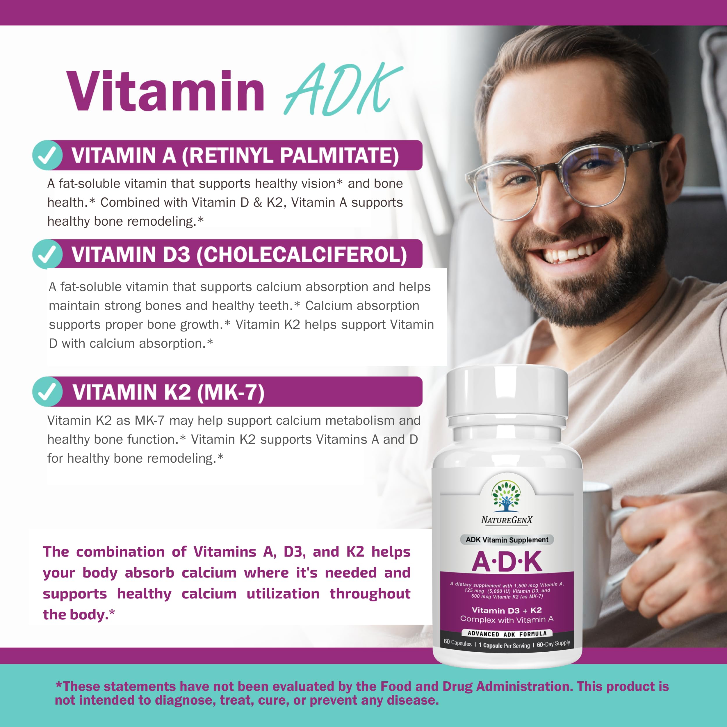 NatureGenX ADK soy-free label communicates allergy-friendly formula.