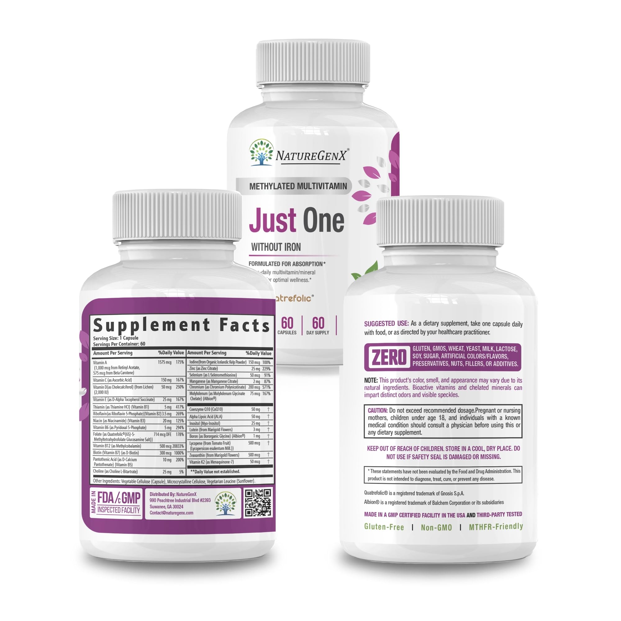 NatureGenX methylfolate close-up on label indicates high-bioavailability nutrients