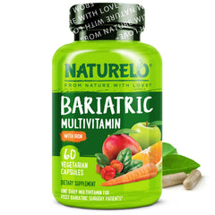 Naturelo Bariatric Multivitamin bottle front showing daily post-surgery nutrition support