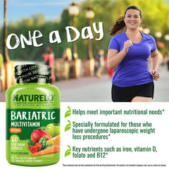 Naturelo Bariatric Multivitamin ingredients chart with plant-based nutrients