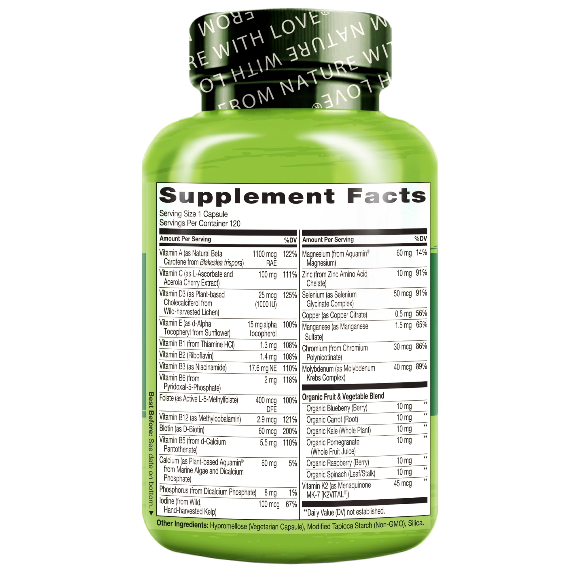 NATURELO GMP facility stamp indicates quality and clean label