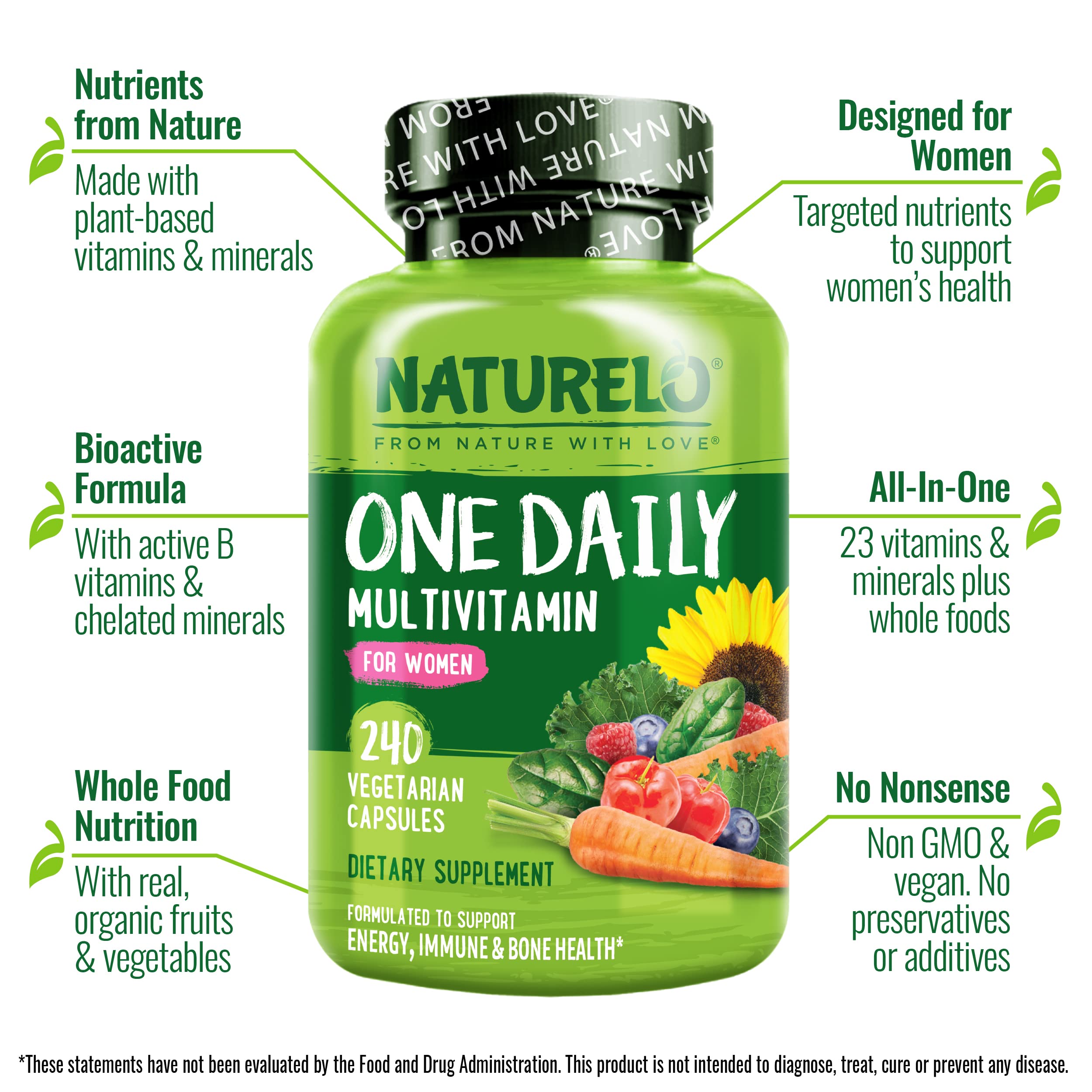 Naturelo One Daily Women bottle pour — easy daily intake.