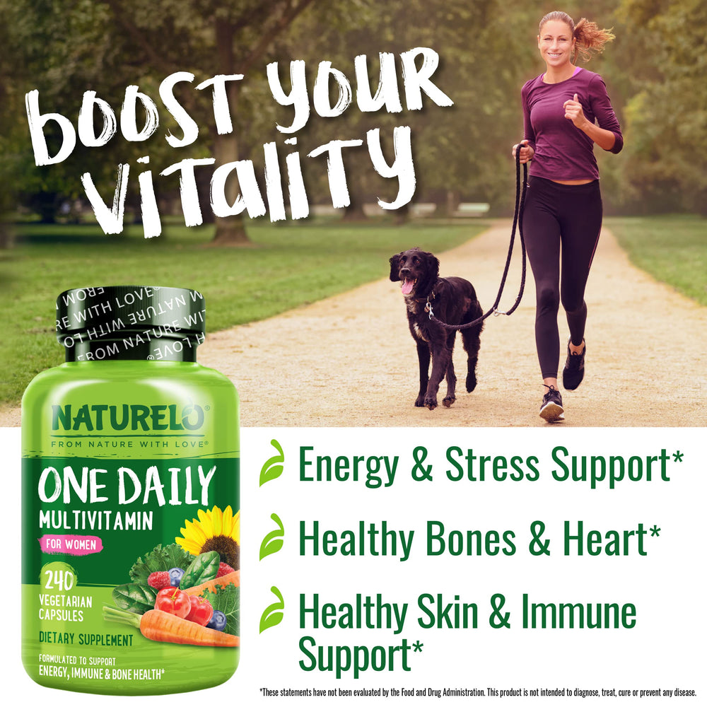 Naturelo One Daily Women capsules close-up — vegan nutrients for vitality.