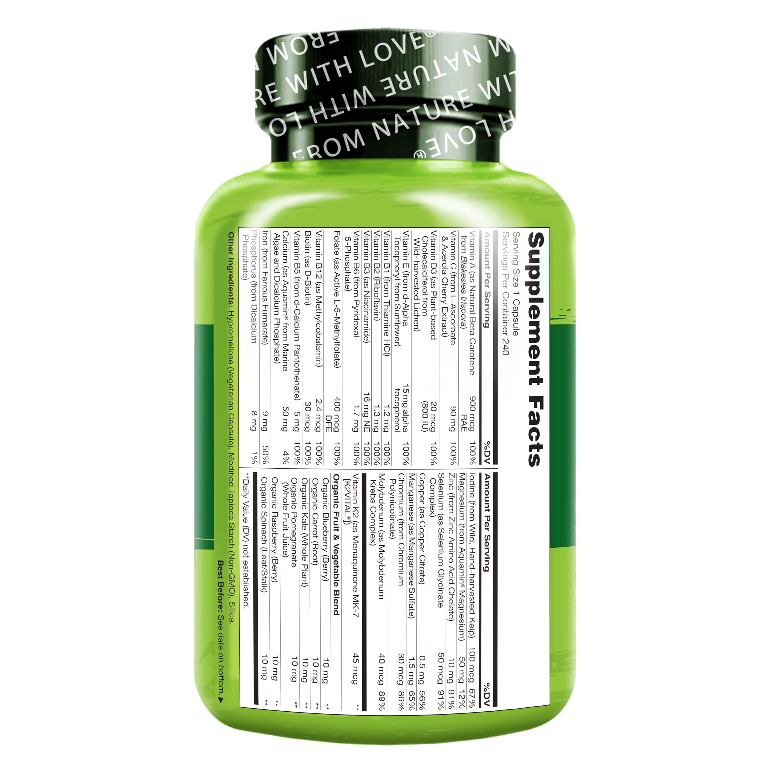 Naturelo One Daily Women gluten-free packaging — soy-free, non-GMO.