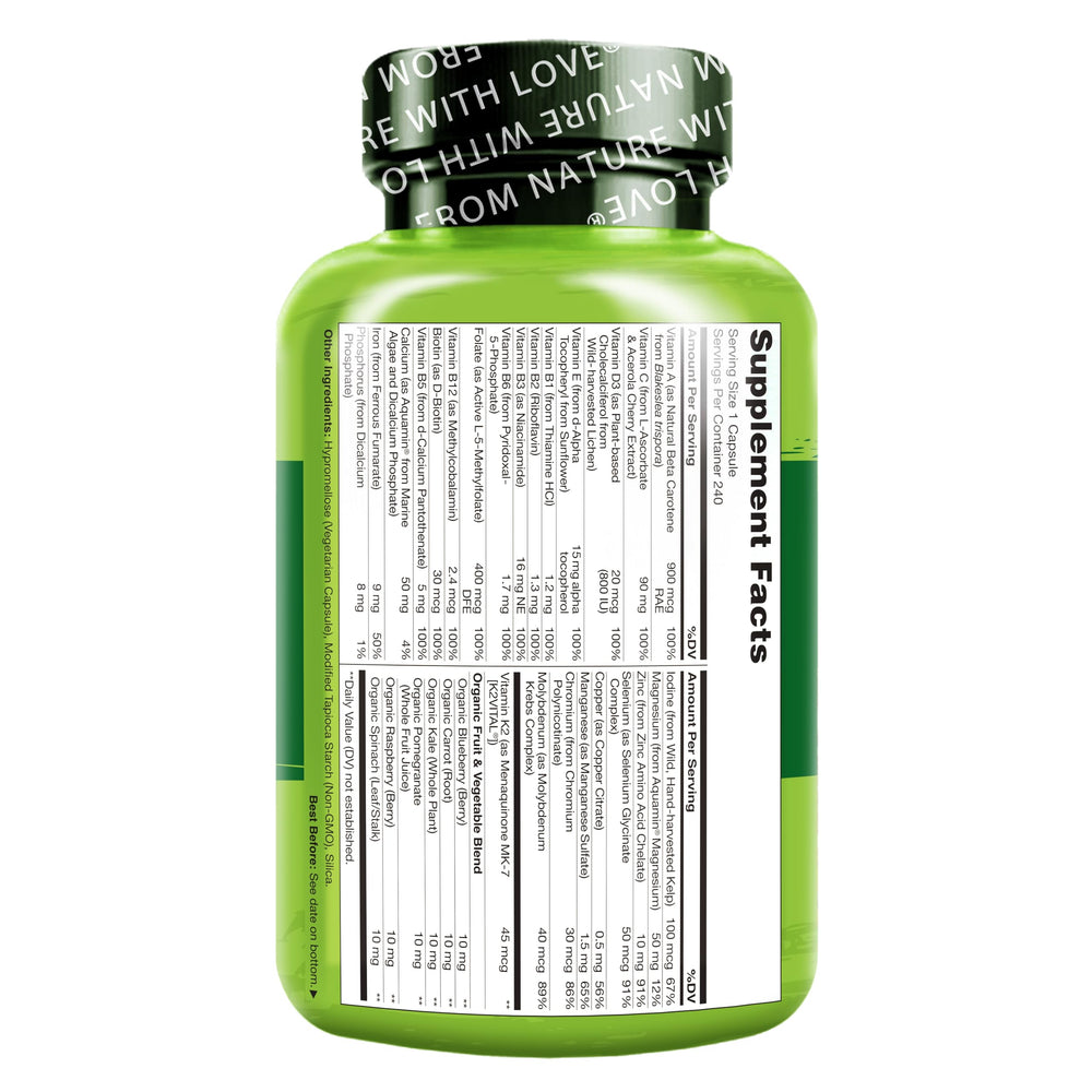 Naturelo One Daily Women gluten-free packaging — soy-free, non-GMO.