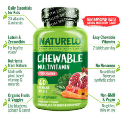 Naturelo organic fruits and veggies blend image emphasizing whole-food nutrition.
