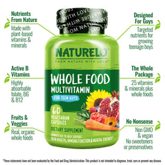 Naturelo Teen Multivitamin pack shot emphasizing clean label and vegan formula