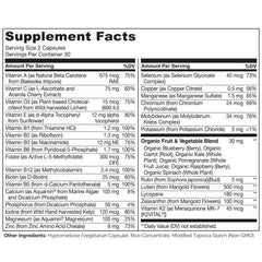 NATURELO Teen Multivitamin ingredients close-up emphasizing plant-based minerals