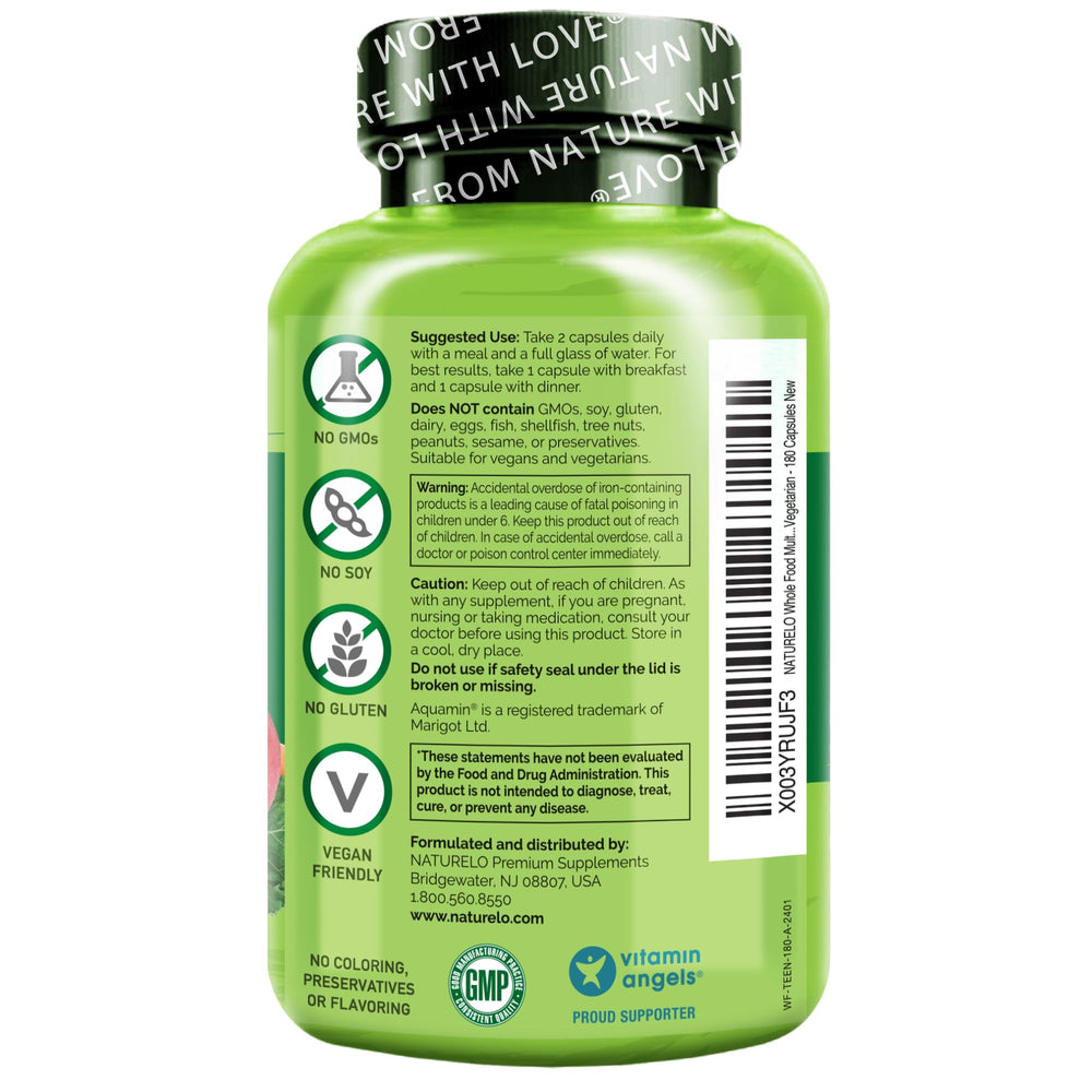 Naturelo Teen Multivitamins bottle with glass of water for morning routine.