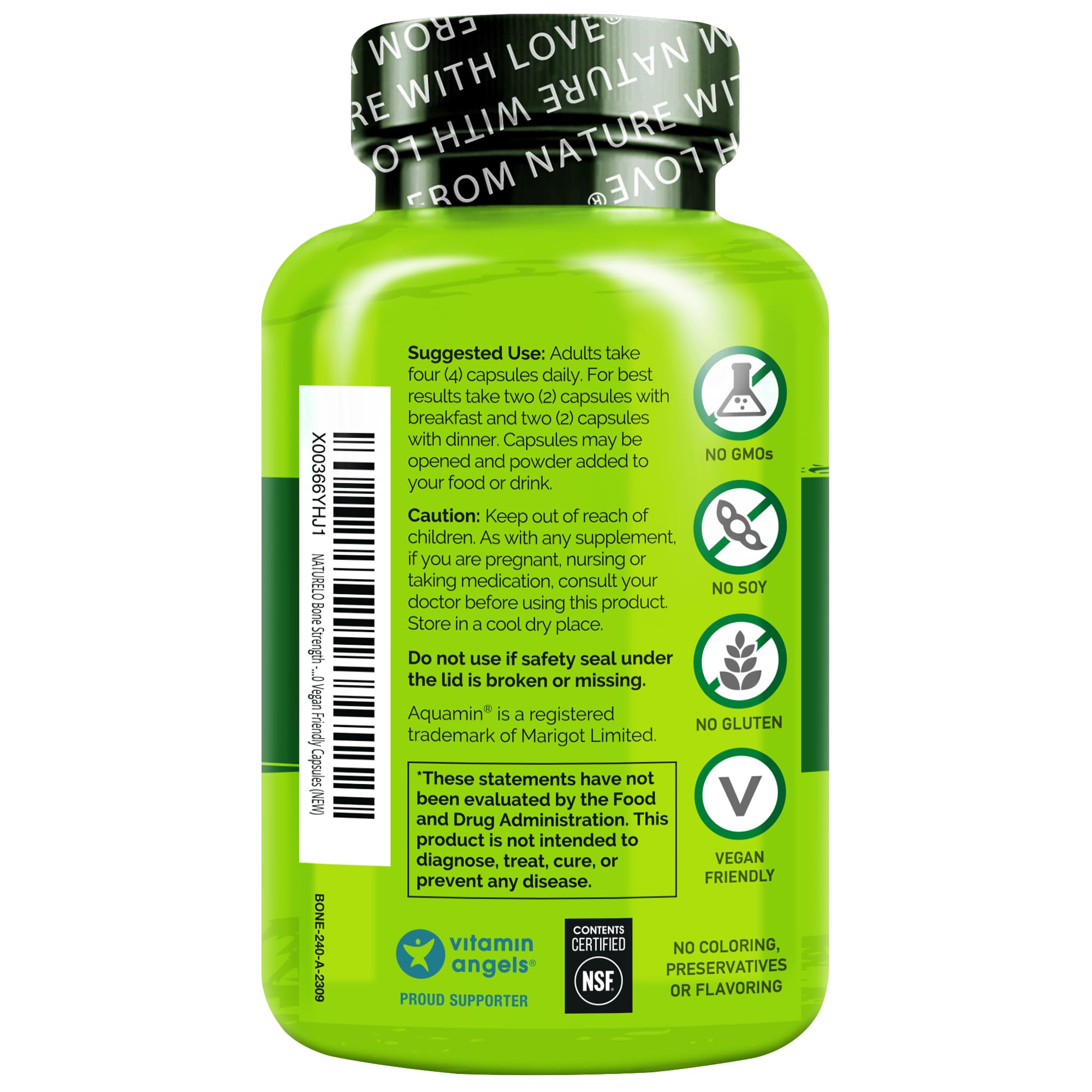 NATURELO daily-dosing packshot suggests simple routine for bone care.