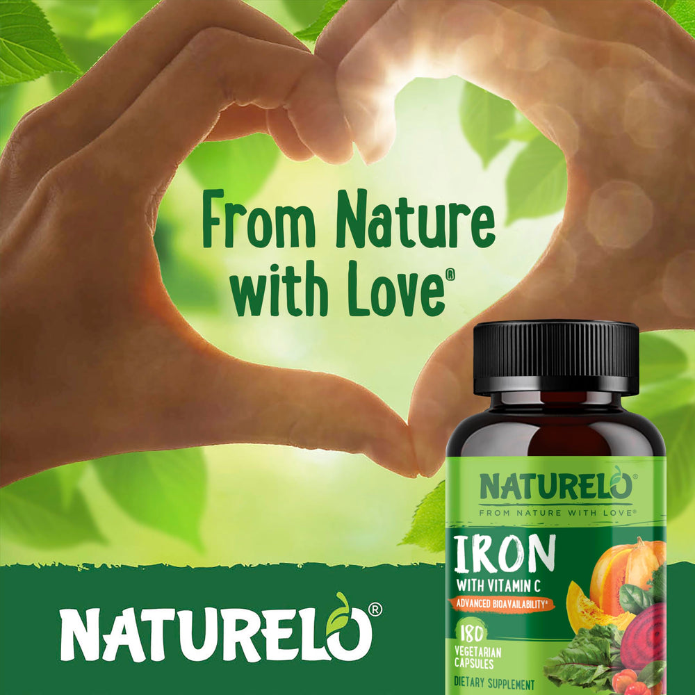 Naturelo Vegan Iron ingredients closeup, vegan and non-GMO