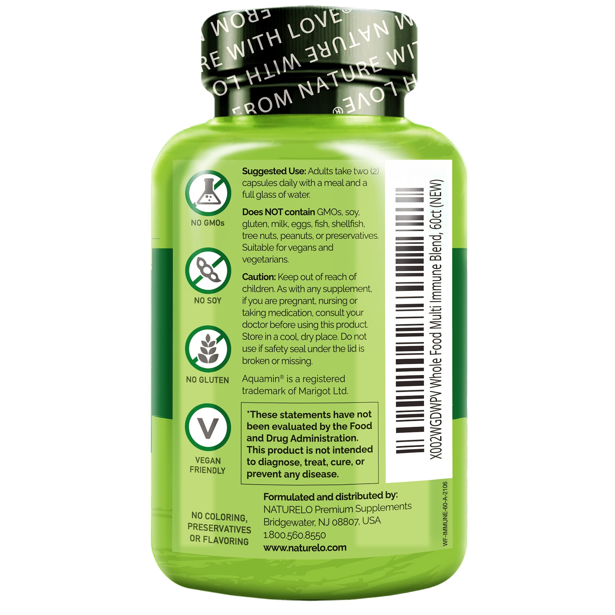 Naturelo vegan non-GMO multivitamin with B vitamins and D3
