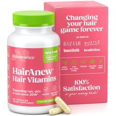 Naturenetics HairAnew bottle with capsules for daily hair support.